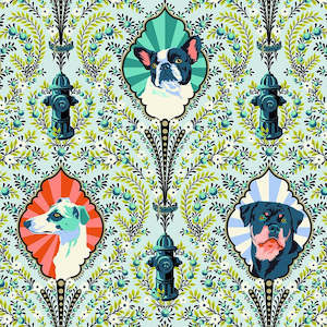 Tula Pink: Besties Puppy Dog Eyes in Bluebell