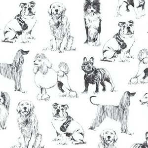 Sketched Dogs on White - 1 metre