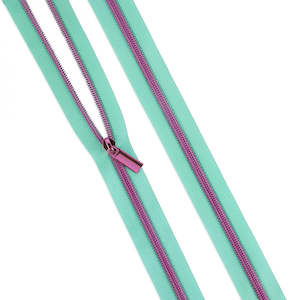 Bag Making Supplies: Raindrop #5 Nylon Tula Pink Coil Zipper 3yds and 9 Pulls