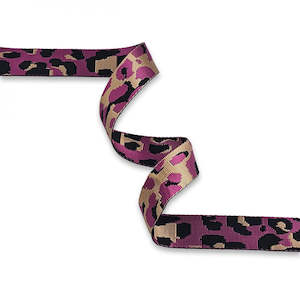 Bag Making Supplies: Leopard Violet Webbing 3 Yards by Sallie Tomato