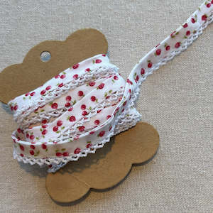Bias Binding: Cherry and Strawberry Crochet Edge Bias Binding 3 metres