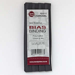 Bias Binding - Charcoal 10mm x 4m