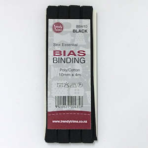 Bias Binding: Bias Binding - Black 10mm x 4m
