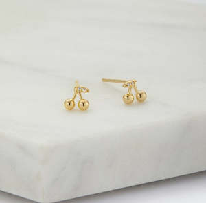 Earrings: Layla Cherry Stud Earrings in Gold