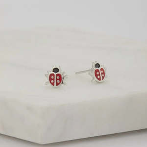 Ladybird Stud Earrings in Silver