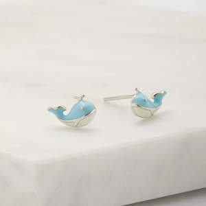 Whale Stud Earrings in Sterling Silver