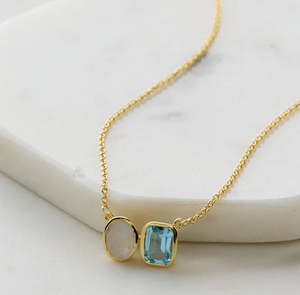 Skylar Necklace - Moonstone Blue Topaz