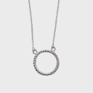 Necklaces: CZ Open Circle Sterling Silver Necklace