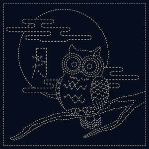 Sashiko: Pre Printed Sashiko Panel - Owl