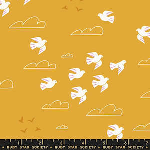 Yellow Fabric: Sunbeam In Flight in Cactus