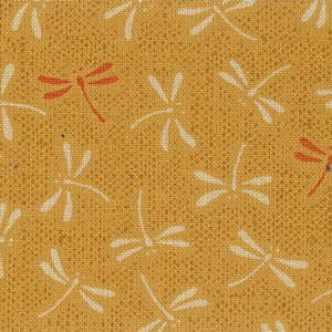 Yellow Fabric: Tama Dragonflies on Mustard