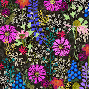 Blue Fabric: Flowers on My Mind Flowers Multi Cluster