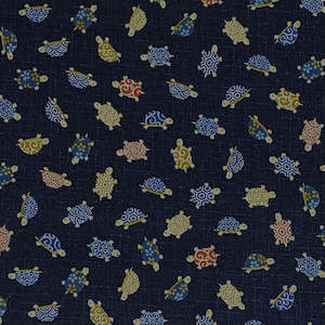 Blue Fabric: Turtles on Indigo
