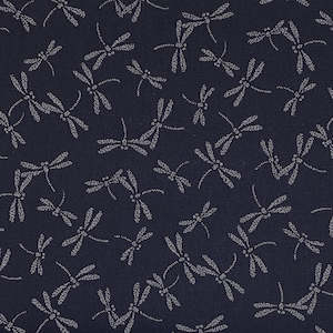 Blue Fabric: Dragonflies on Indigo