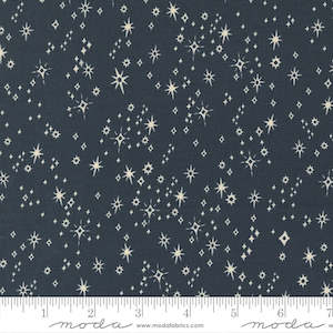 Black Fabric: Good News Great Joy Starry Snowfall in Midnight