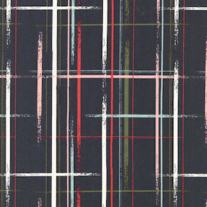 Black Fabric: Good News Great Joy Candy Stripe in Midnight