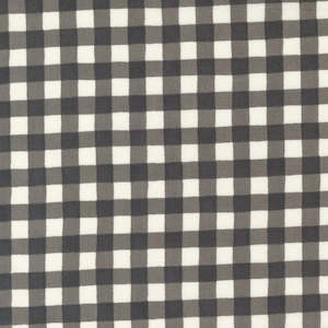 Black Fabric: Happiness Blooms Forest Gingham in Slate