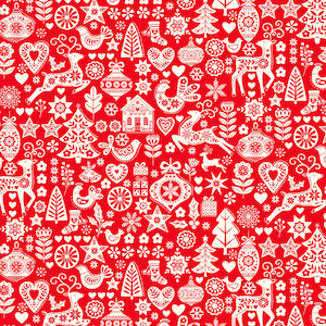 Scandi Christmas Icons on Red