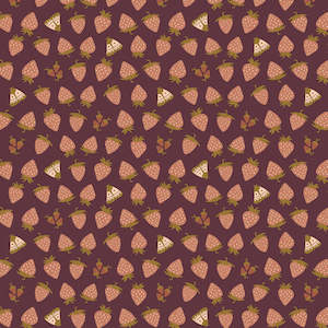 Red Fabric: Martha Strawberries in Eggplant