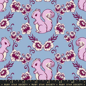 Pink Fabric: Reading Nook Fancy Squirrels in Celestial