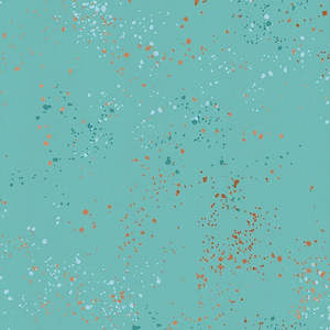 Aqua Teal Fabric: Speckled Metallic - Turquoise