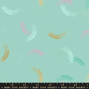 Aqua Teal Fabric: Jolly Basics - Twirl in Metallic Frost