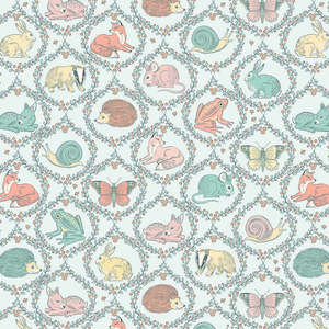 Aqua Teal Fabric: Festive Fauna Guest List