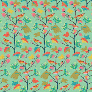 Aqua Teal Fabric: Kindred Sketches Prosperity in Tiffany