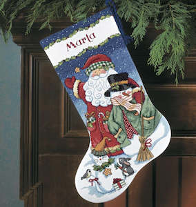 Christmas Craft: Dimensions Santa & Snowman Stocking Cross Stitch Kit