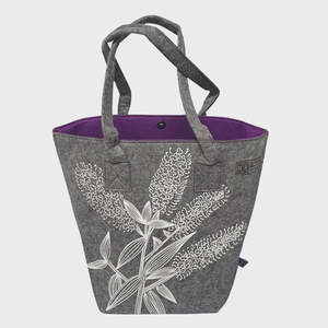 Bags And Purses: Koromiko Grey and Purple Shoulder Tote Bag