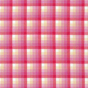 Remnants On Sale: Kitchen Window Wovens Plaid in Watermelon Remnant 35cm