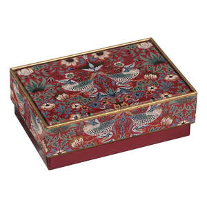 Tins: William Morris Red Strawberry Thief Small Rectangular Tin
