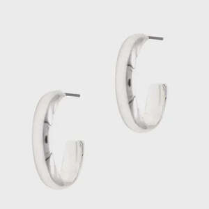 Earrings: Medium Rounded Hoop Earring Silver