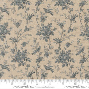 Fleur de Paris Mochi Linen Oiseaux in Pearl - French Blue