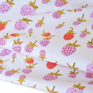 Remnants On Sale: Heather Ross Strawberry Widebacker in Natural Remnant 95cm