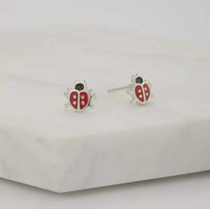 Jewellery: Ladybird Stud Earring in Sterling Silver