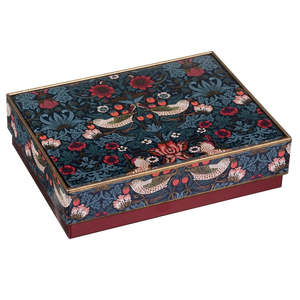 Tins: William Morris Teal Strawberry Thief Medium Rectangular Tin