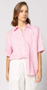 Drama The Label Short Sleeve Linen Shirt - Candy