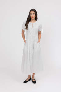 Leila + Luca Eternity V-Neck Midi Dress - Stripe