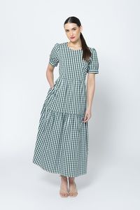 Leila Luca: Leila + Luca Prediction S/S Maxi Dress - Forest Green Check