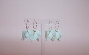 Willow Collective Peony Hoop Earrings (gold fixture) - White