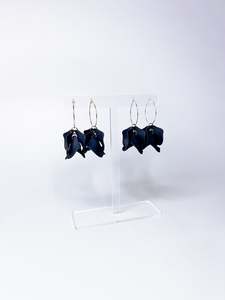 Willow Collective Peony Hoop Earrings (gold fixture) - Navy