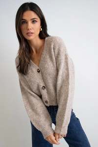 Among The Brave: Among the Brave Wholesome Biscuit Boucle Knit Cardigan