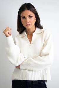 Among The Brave: Among The Brave Truth Ivory Collar Chunky Knit Jumper - Ivory