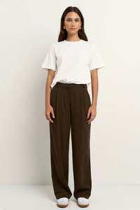 Ivy Jack: Ivy + Jack Confidential Chocolate Soft Touch Longer Length Elastic Back Pants - Chocolate