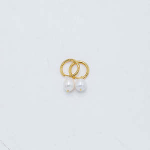 Sophie Pearl Hoop Huggies - Gold