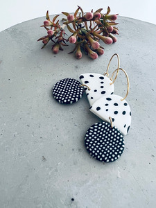 Twigg Industry Guinea Earrings - Black/White Spot