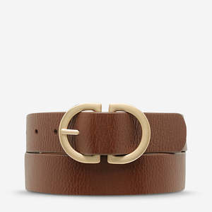 Status Anxiety In Reverse Women's Belt - Tan/Gold
