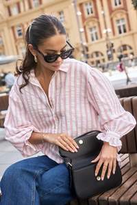 By Rosa: By Rosa Connection Pink Stripe Button Front Blouse