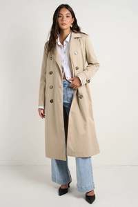 Stories Be Told: Stories Be Told Kensington Stone Trench Coat - Stone